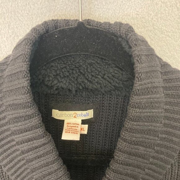 Carbon 2 Cobalt Zip Up Sweater Mens Size XL Black Jacket Ribbed Knit Heavyweight - Picture 3 of 14